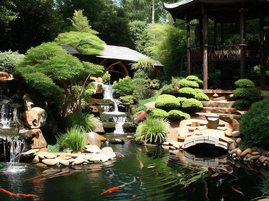 Opulent Nishikigoi Palace pond in Bali, Indonesia